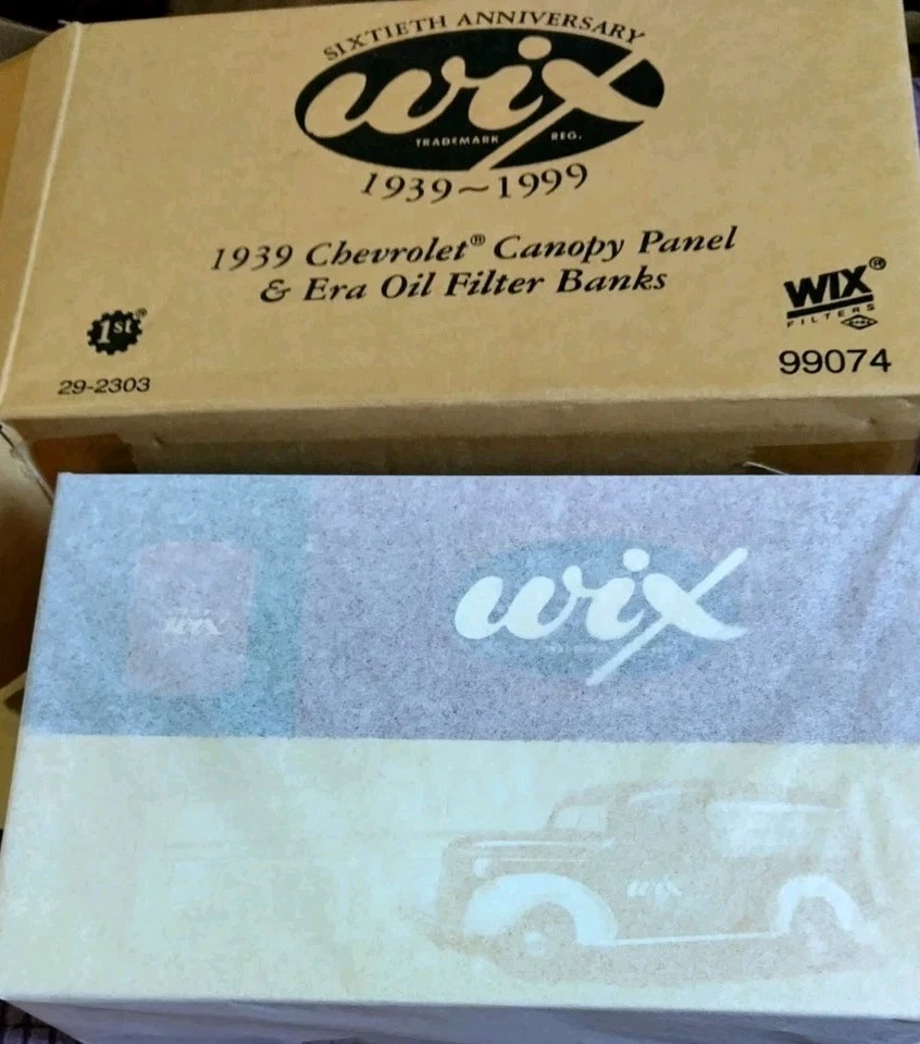 1939 Chevrolet Canopy Panel & Era Filter Coin Banks / Cars New Original Seal  - Image 1 of 4