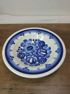 VTG Wloclawek Fajans Hand Painted Polish Pottery Blue & White 7" Bowl - Picture 1 of 8