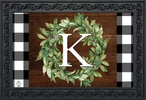 Bruyèrewood Lane Kranz Monogramm Buchstabe K Fußmatte - Bild 1 von 3