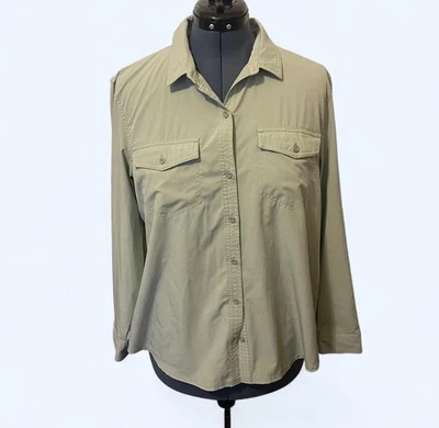 Blusa Eddie Bauer Mujer Verde Manga Larga, Abotonada, Cuello XL Calce Regular Foto 1 de 4