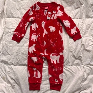 Coca Cola Fleece Schlafanzug mit Logo-Print Gr. 3T Eisbär Print Urlaub Weihnachten - Bild 1 von 8