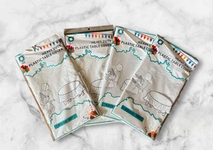 D&Z Plastic Table Cloth Disposable, 4 Pack 84” White Round Tablecloths NEW - Picture 1 of 2