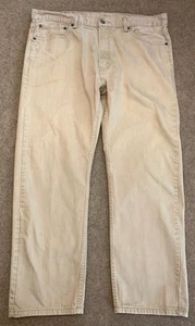 Levis 505 Jeans Herren 38x30 Regular Fit Straight Leg Beige Khaki Denim - Bild 1 von 10