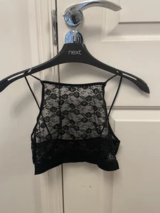 New Look Black Lace Mesh Bralette - UK Size 12 - Picture 1 of 3