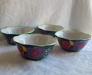 Pioneer Woman Celia Blue Cereal Soup Bowl Stoneware Scallop 6.5 Floral Farm - Picture 1 of 10