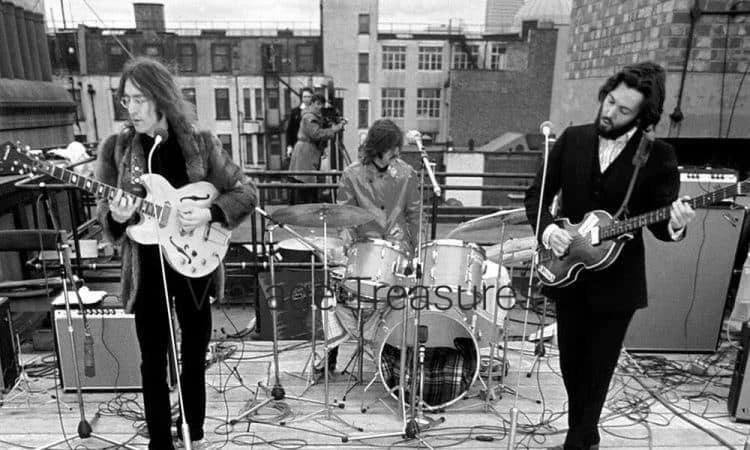 The Beatles Rooftop Concert Lennon McCartney Photo Print Poster Wall Art - Image 1 of 1