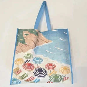 Beach Tropical Umbrellas Vacation Sand Shopping Gift Tote Bag Homegoods New - Picture 1 of 3
