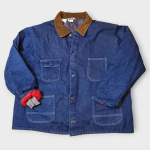 Vintage KEY Chore Barn Coat Denim Work Jacket Blanket Lined Corduroy Collar - Picture 1 of 15