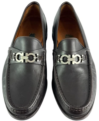 SALVATORE FERRAGAMO Gancini Diego Brown Leather Men's Loafers 8.5 US - Image 1 of 4