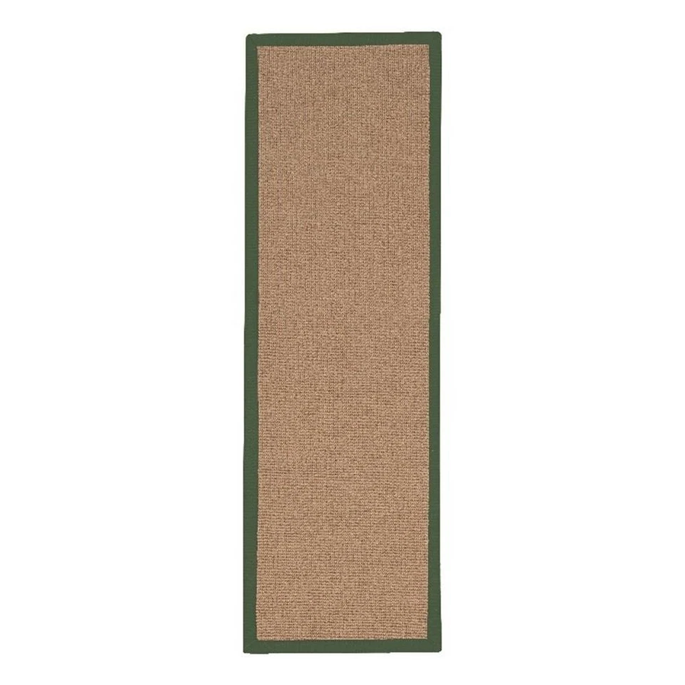 Linon Athena Machine Tufted Wool 2'6"x12' Rug in Cork and Green - Image 1 of 4
