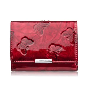 Kleines Portemonnaie aus Lackleder mit Schmetterlingsprägung rot SP-23-RD - Bild 1 von 9
