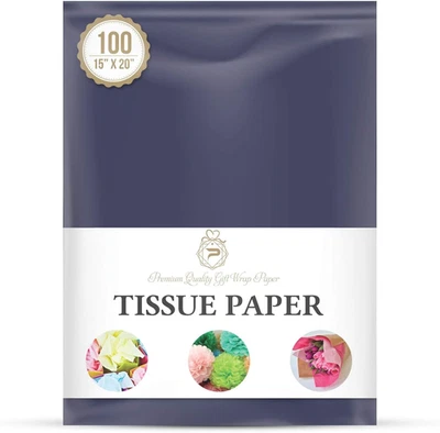Dark Navy Blue Gift Wrapping Tissue Paper for Gift Packaging, Floral, Birthday, - Image 1 of 4
