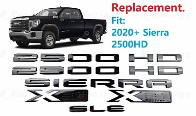 6 PIEZAS Puerta Negra Brillante 2500HD Trasera Sierra SLE Cama X31 Emblemas 2020+ Sierra 2500HD Foto 1 de 4