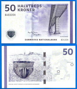 Denmark 50 Kroner 2009 UNC Korun Couronnes Bridge Free Shipping Worldwide