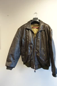 Chevignon vintage 90's men jacket leather cuir brown size XXL 2XL - Picture 1 of 13
