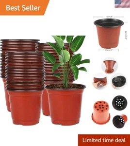 130-Pack 6" Terracotta Plastic Nursery Pots - Perfect for Succulents & Seedlings - Picture 1 of 9