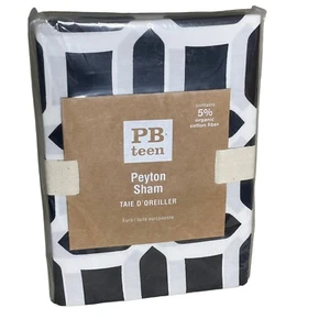 Pottery Barn PB Teen Peyton algodón farsa estándar negro blanco 29x29 - Imagen 1 de 6