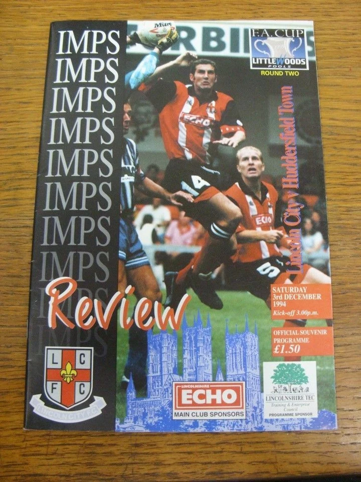 03/12/1994 Lincoln City v Huddersfield Town [FA Cup] . For UK orders shipping is - Image 1 of 1