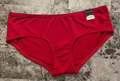 NWT AMBRIELLE SMALL RED SMOOTH STRETCH NYLON SPANDEX HIPSTER PANTIES - Image 1 of 4