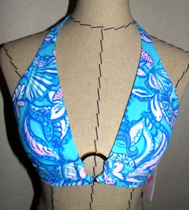 LILLY PULITZER TOSBY Triangle Bikini Top  "SOUND THE SIRENS"  Size 8  NWT  $98 - Picture 1 of 5