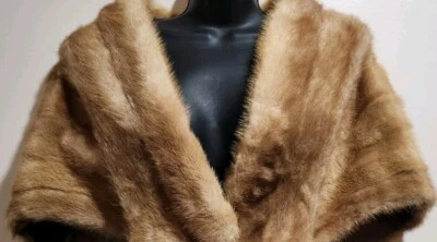 ANTIQUE GOLDEN-LIGHT BROWN MINK STOLE SHAWL COAT MINT CONDITION  - Image 1 of 4