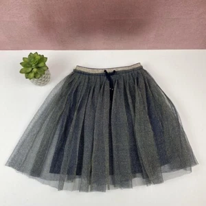 Jessica Simpson Navy Blue Gold Metallic Tulle Shimmer Skirt Girl Size Small - Picture 1 of 6