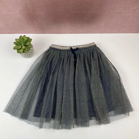 Falda Jessica Simpson Azul Marino Dorado Metálico Tul Brillante Niña Talla Pequeña Foto 1 de 4