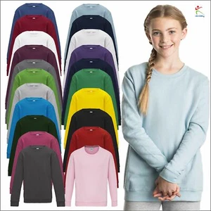 AWDis Kids Sweatshirt Boys & Girls Casual Jumper Plain Leisure Crew Neck TOP - Picture 1 of 27