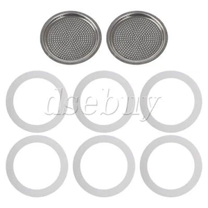6 pezzi guarnizioni guarnizioni in silicone di ricambio per Moka Express 6 tazze e filtro - Foto 1 di 8