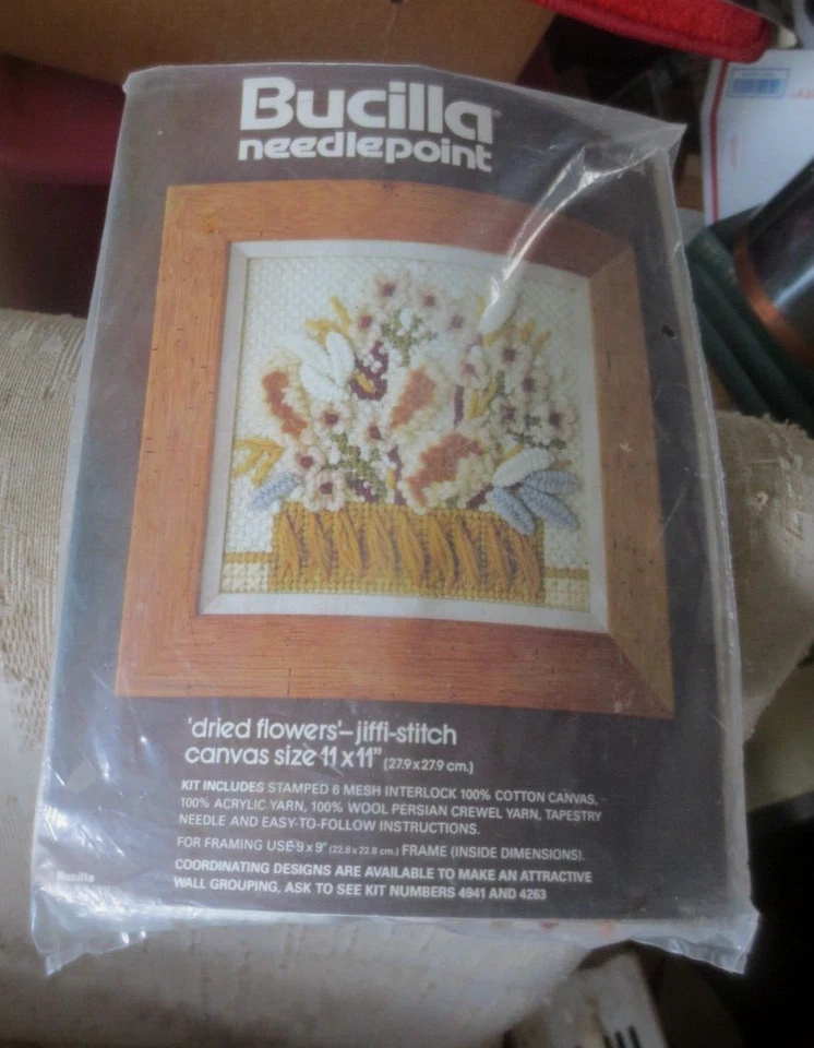 Bucilla cross stitch kit Pattern Dried Flowers #4264 vintage NOS 11 x 11 - Image 1 of 3