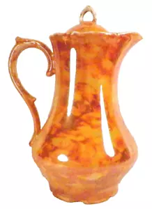 Chocolate Pot Marigold Iridescent Glaze Porcelain Mottled Vintage A Beauty - Picture 1 of 10