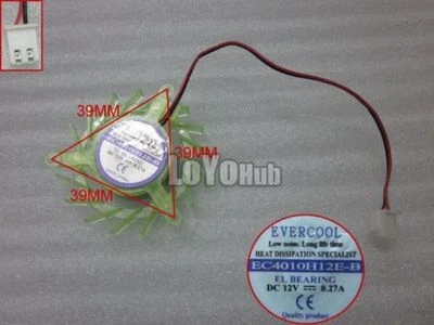 New For EVERCOOL graphics card fan EC4010H12E-B 12V 0.27A 2-Pin - Image 1 of 2