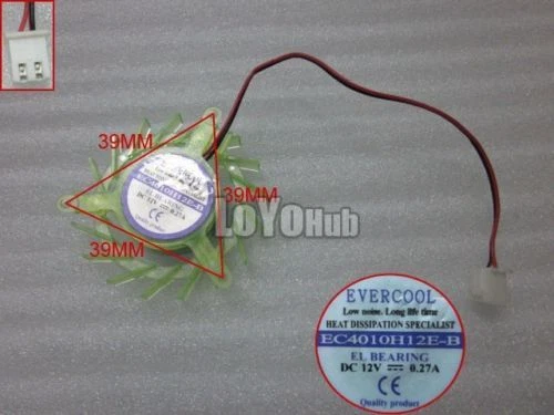 New For EVERCOOL graphics card fan EC4010H12E-B 12V 0.27A 2-Pin - Image 1 of 2