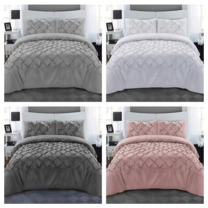 Lujo Pintuck Edredón Edredón Edredón Pin Tuck Ropa de cama Doble King Super King - Imagen 1 de 33