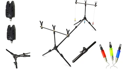 NGH.SHOP Rod Pod Rutenhalter Buzzer Bar inkl 2 elektronische Bissanzeiger Transporttasche