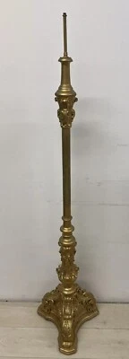 Antique Carved & Painted Wooden Floor Lamp Base 67” X 16” - Image 1 of 4