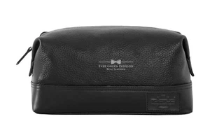 Herren große Kulturtasche Leder schwarz Kulturtasche Rasierdoppelset Reisetasche - Bild 1 von 8