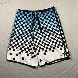 Hurley Boardshorts YOUTH Boys Blue Checkerd Drawstring Surf - Picture 1 of 10