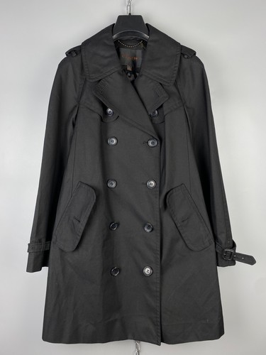 Giacca cappotto lungo casual Coach New York da donna nera cotone trincea taglia M