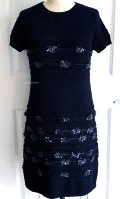 CHANEL 19P BLACK  SHORT SLEEVE MINI DRESS 40 - Image 1 of 4
