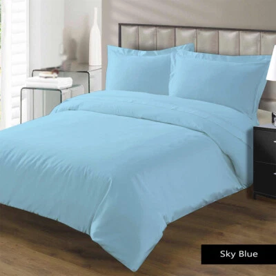 SLEEPIFY 1000-800-600TC 100%EGYPTIAN COTTON SKYBLUE SOLID SHEET/DUVETSET/FITTED UK~SIZES