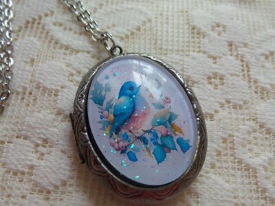 MEDALLÓN BLUEBIRD FLORAL COLOR PLATA ANTIGUO Foto 1 de 4