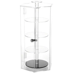 Plymor Acrylic Hexagonal Locking Case, Rotating Shelves, 19.25"Hx8.625"Wx8.625"D - Picture 1 of 1