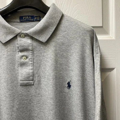 Polo Ralph Lauren Men's 3XL Gray Polo Navy Embroidered Pony Preppy Classic - Image 1 of 4