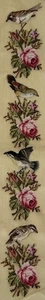 Preworked FOUR BIRDS +FLOWERS Bell Pull Table Runner Needlepoint Canvas 4.5"x34" - Picture 1 of 6