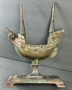 Antik Metallguss Maritim Maritim Schiff Herzstück Gothic Revival - Bild 1 von 8