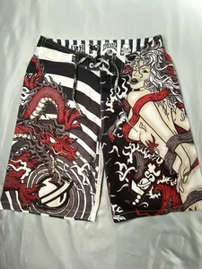 Pantalones Cortos De Colección Y2K Lost Enterprises Mayhem Board Para Hombres 32 Calavera Mujer Desnuda Dragón - Imagen 1 de 10