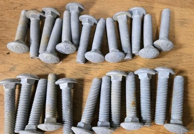 Qty of (25)  Galvanized Carriage Head Bolts 1/2 X 2-1/2" 0.5" X 2.5" USA Made - Image 1 of 4