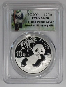 2020(Y) China Panda 10 Yn Silver PCGS MS70 Struck At Shenyang Mint  - Picture 1 of 2