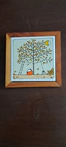 Vintage 1984 Lillian Vernon Herbst Saison Keramik Untersetzer Fliese Wanddekor - Bild 1 von 6
